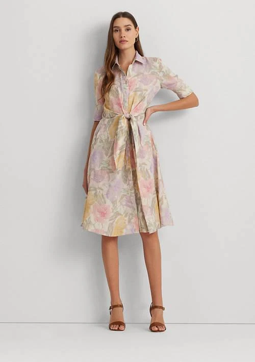 Lauren Ralph Lauren Ralph Lauren Petite Floral Tie Front Linen Shirtdress 1