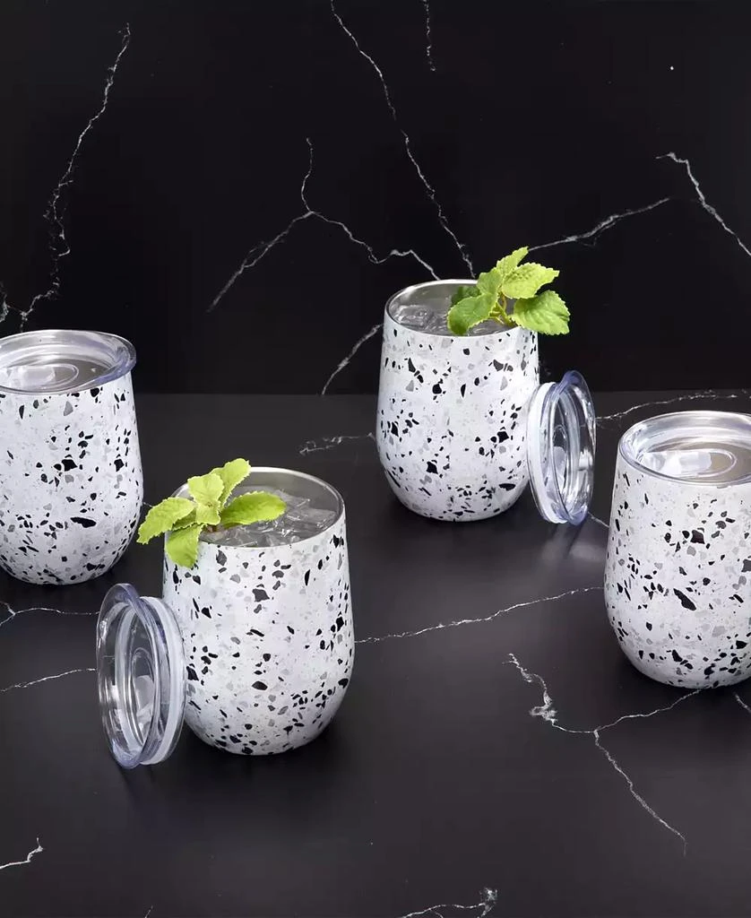 Cambridge Silversmiths 12 Oz White Terzo Stainless Steel Wine Tumblers, Set of 4 6