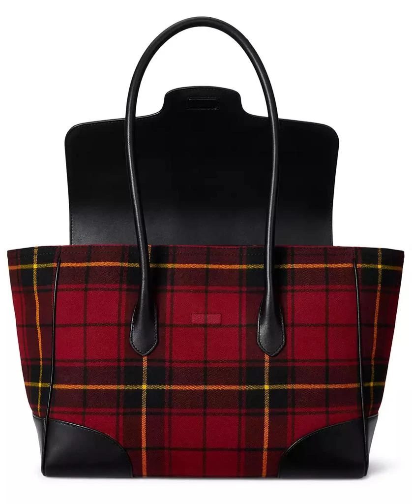 Ralph Lauren Plaid Twill Large Tanner Satchel Bag 4