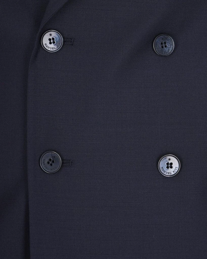 MANUEL RITZ Double-Breasted Blue Suit Jacket With Signature Pin 2