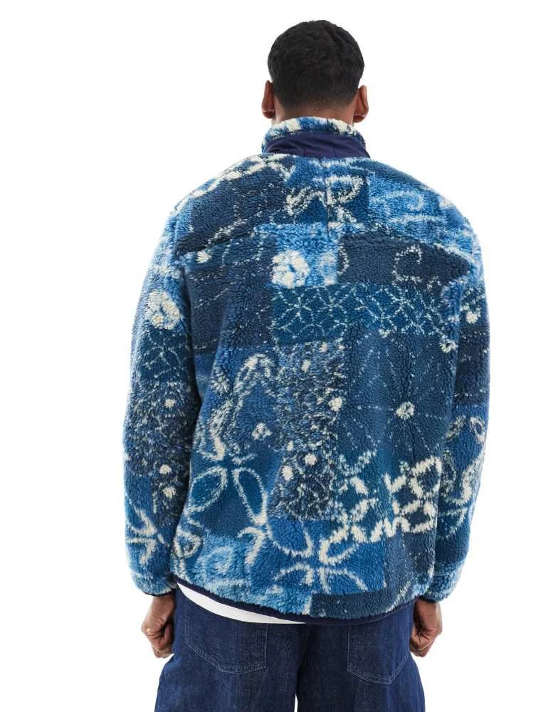Ralph Lauren Polo Ralph Lauren indigo shibori print borg half zip sweatshirt in dark blue 4