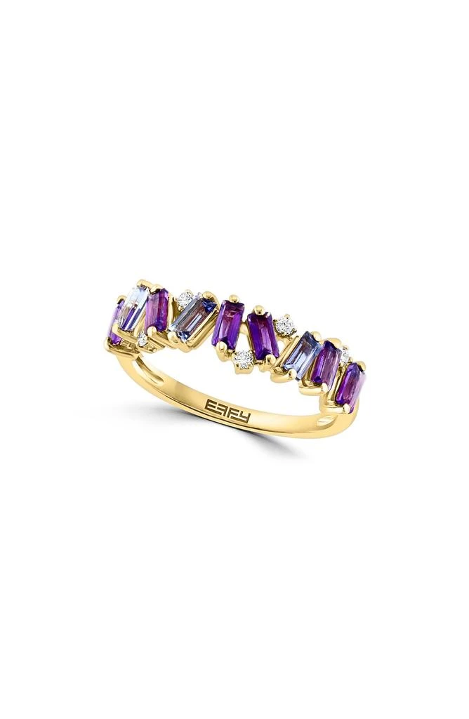Effy 14K Yellow Gold Amethyst & Diamond Ring 1