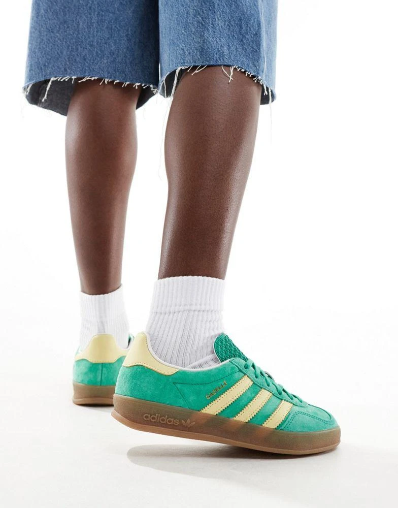 adidas Originals adidas Originals Gazelle Indoor trainers in green and yellow 3