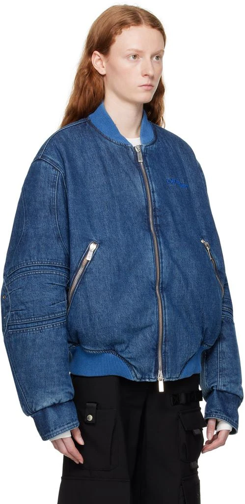 Off-White Blue Paneled Denim Bomber Jacket 2