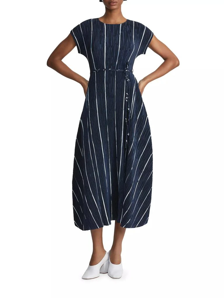 Lafayette 148 New York Belted Plisse Flared Midi Dress 2