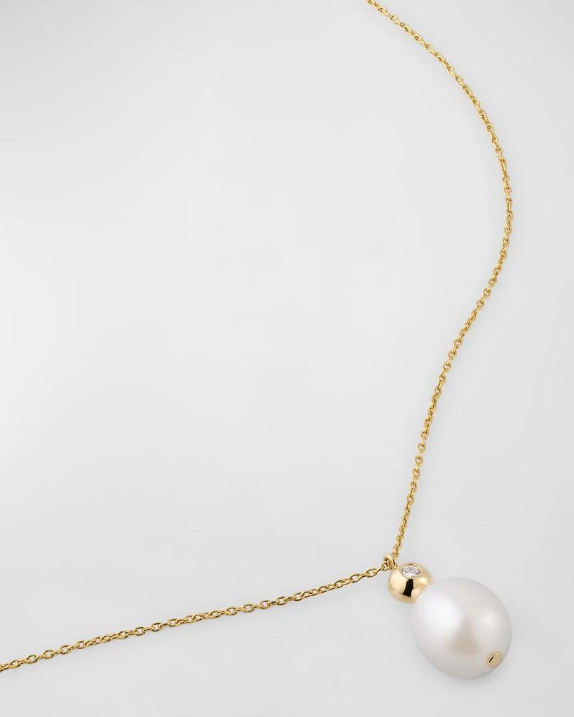 POPPY FINCH Oval Pearl with Diamond Dome Pendant Necklace 3
