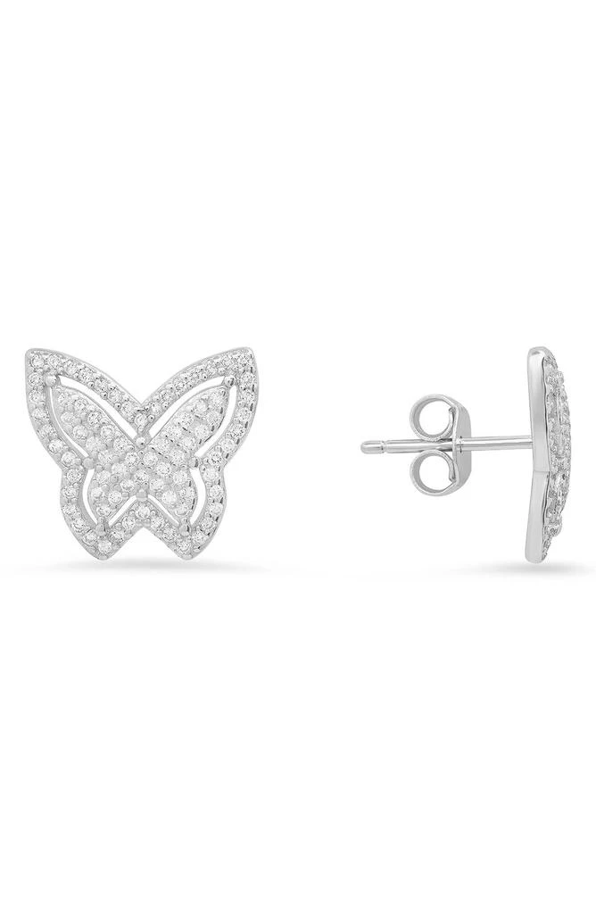 Queen Jewels Sterling Silver CZ Butterfly Stud Earrings