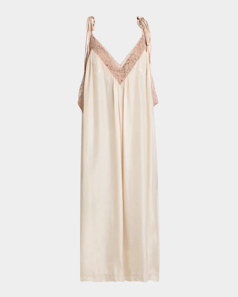 Chloé Long Lace-Trim Silk Slip Dress 1