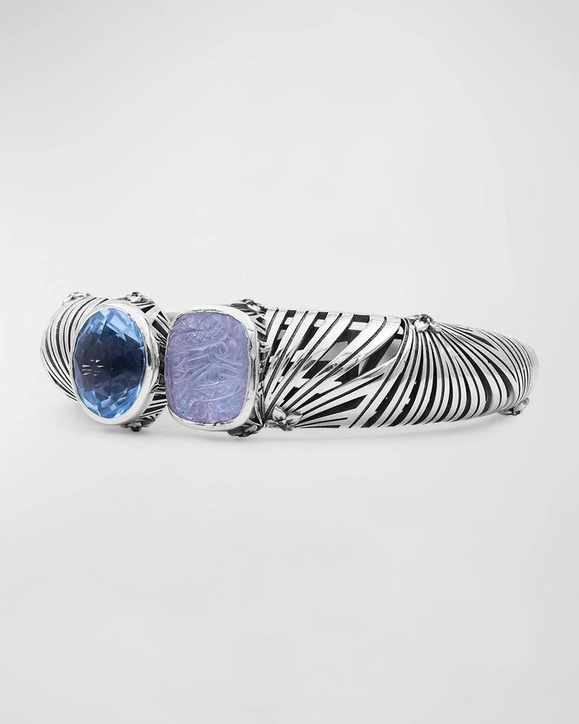 Stephen Dweck Topaz, Quartz, Mother-of-Pearl and Green Agate Bangle in Sterling Silver 2