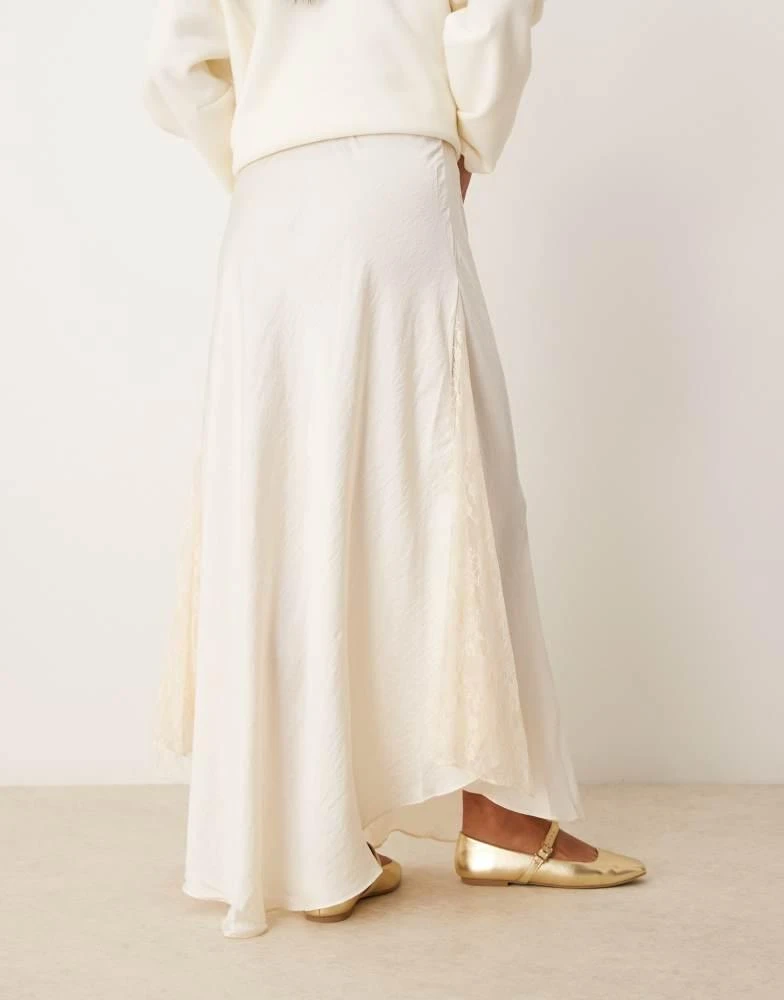 Free People Free People lace insert satin maxi skirt in cream 4