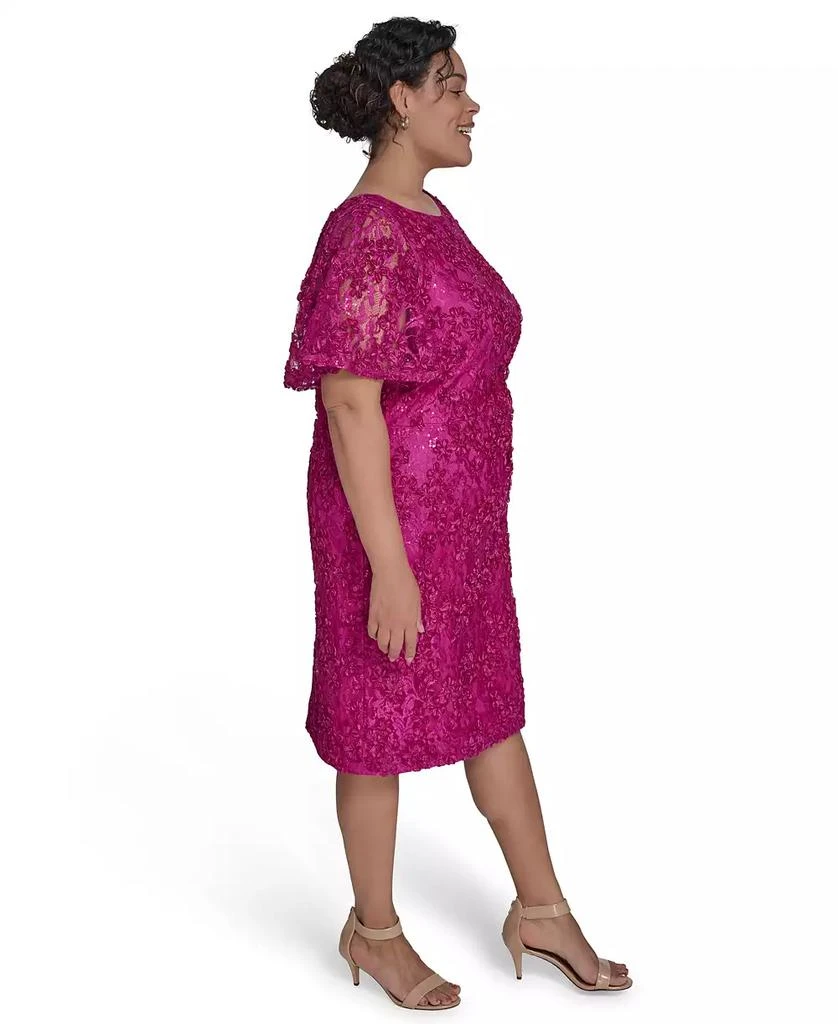 Jessica Howard Plus Size Soutache Lace Flutter-Sleeve Dress 3