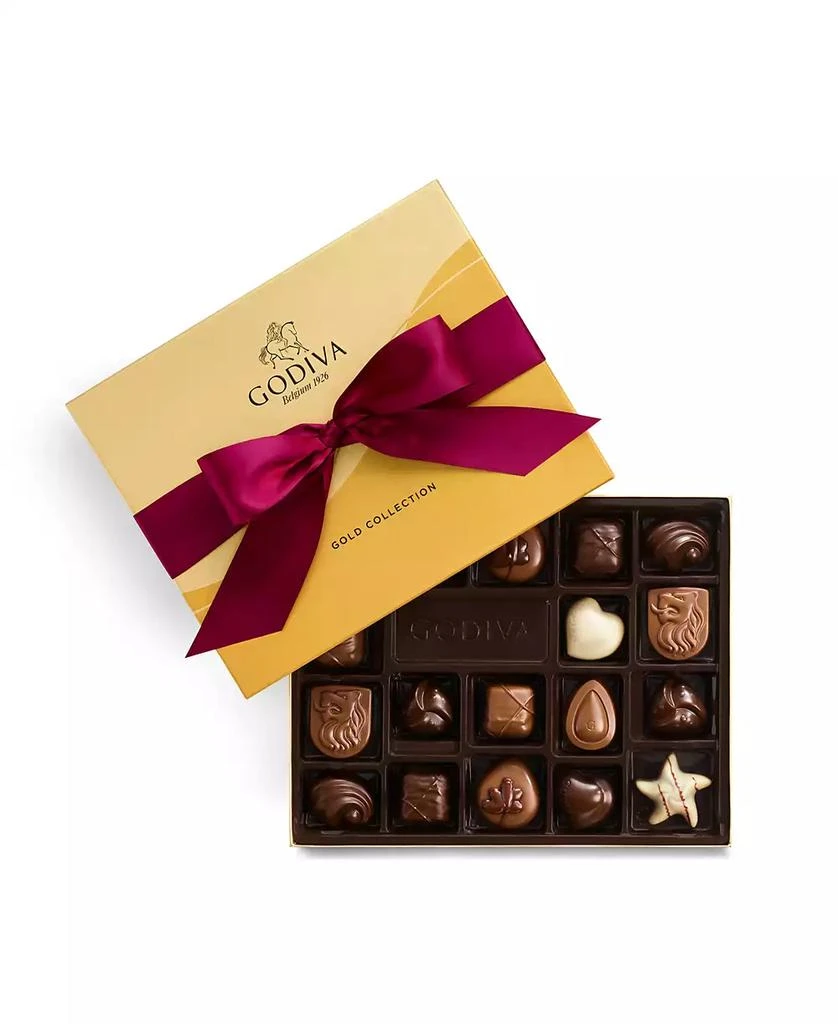 Godiva Gold Ballotin Chocolate Gift Box with Solid Wine Ribbon, 18 Piece 4