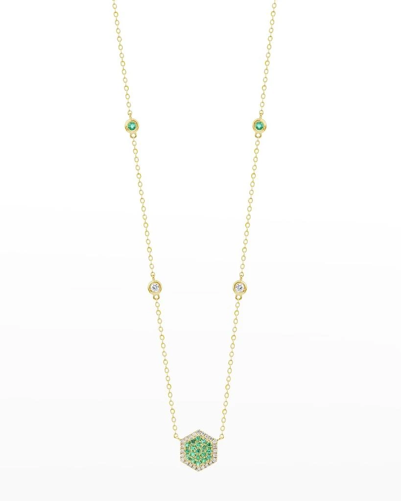 Stevie Wren Honeycomb Emerald and Diamond Necklace 2