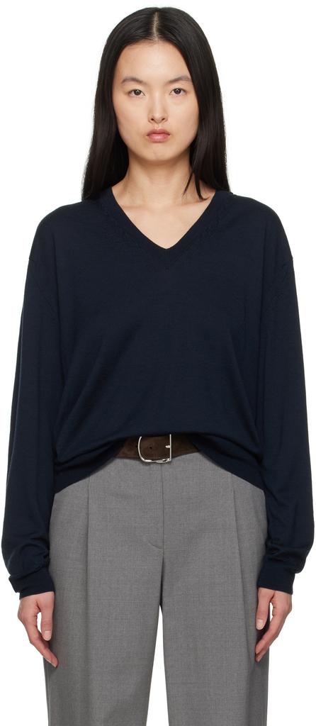 トップス AURALEE PRODUCT DYED WOOL KNIT V-NECK Navy Product Dyed Wool Knit V-Neck Sweater – On Sale Now with Up