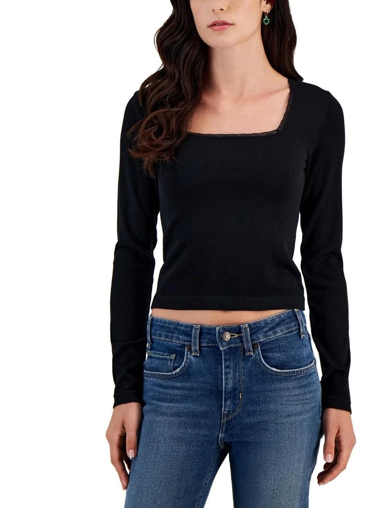 Derek Heart Juniors Womens Square Neck Lace Trim Pullover Top 5