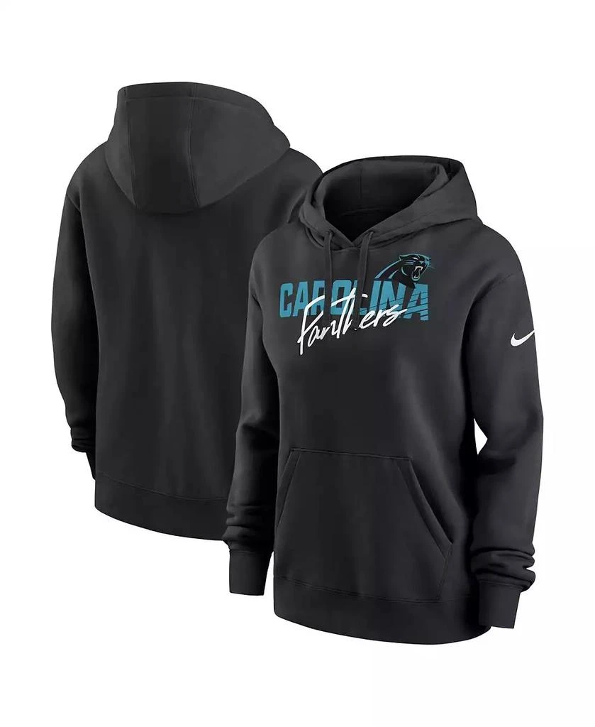 NIKE Women's Black Carolina Panthers Wordmark Club Fleece Pullover Hoodie 1