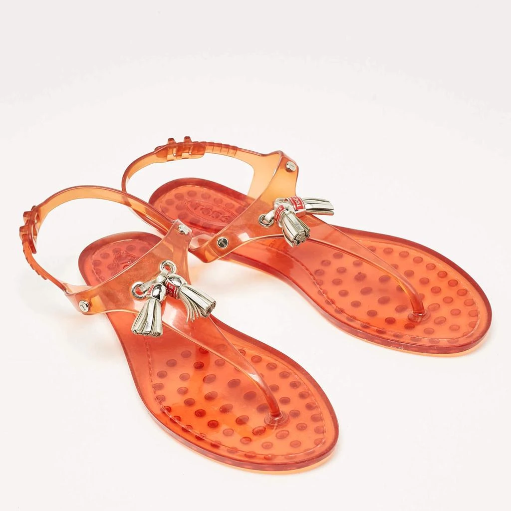 Tod's Tod's Orange Jelly Tassel Thong Slingback Flat Sandals Size 39 4