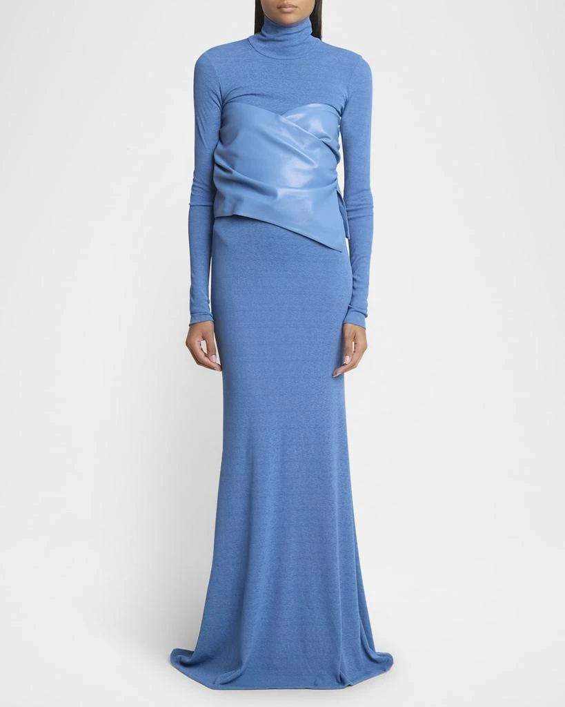 Nanushka Amabel Turtleneck Alt-Leather Combo Maxi Dress 2