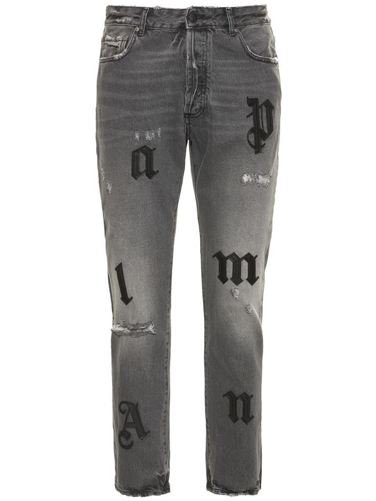 PALM ANGELS Logo Patch Cotton Denim Jeans