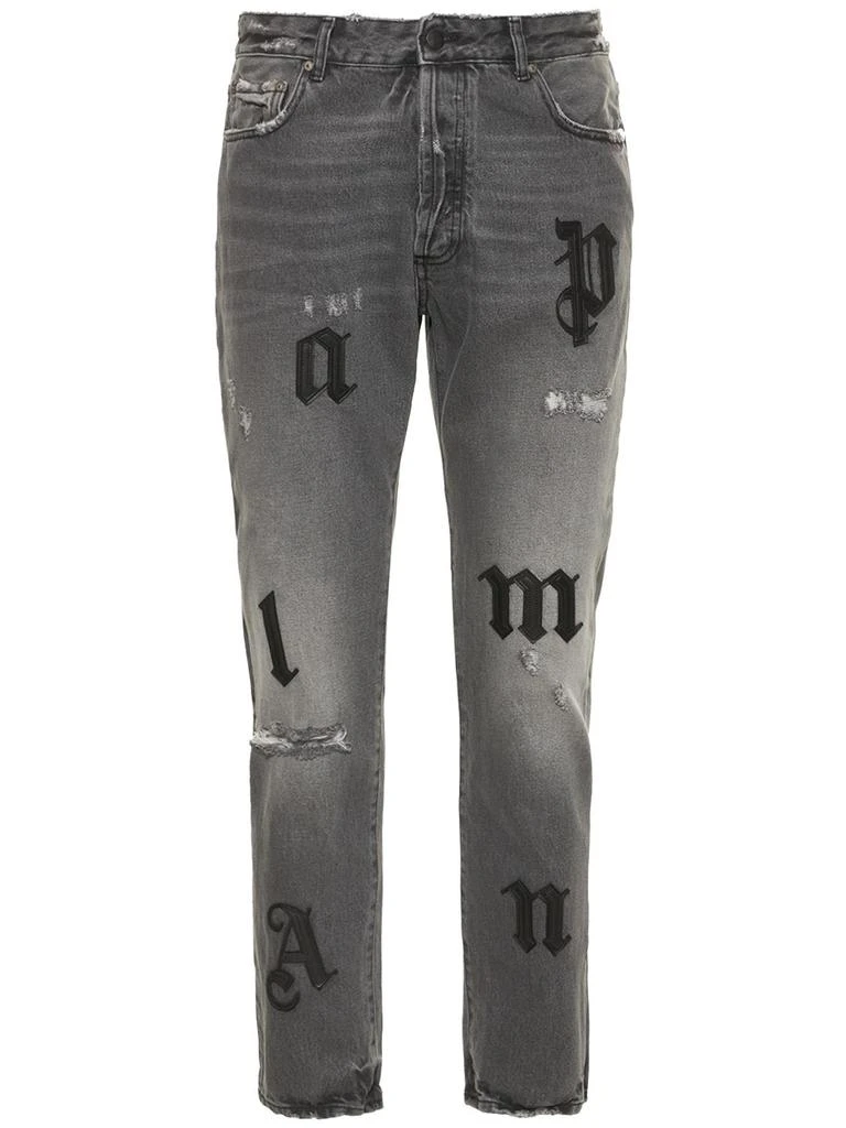 PALM ANGELS Logo Patch Cotton Denim Jeans 1