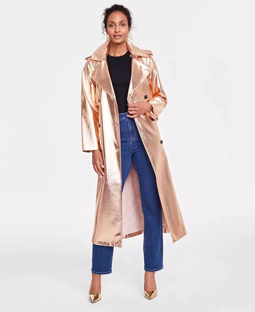 INC International Women's Metallic Trench Coat, Created for Macy's 4