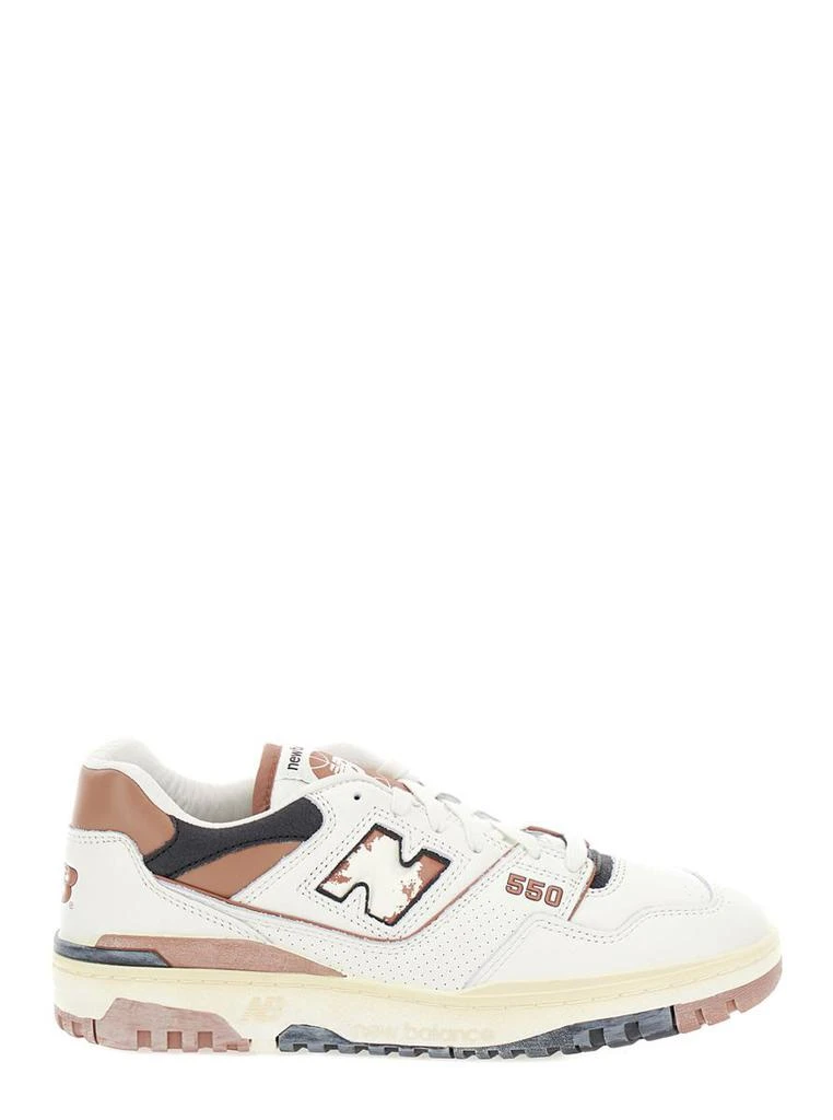 New Balance '550' White And Brown Low Top Sneakers With Logo And Contrasting Details In Leather Man 1