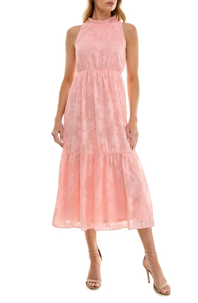 Socialite Sheer Texture Tiered Midi Dress