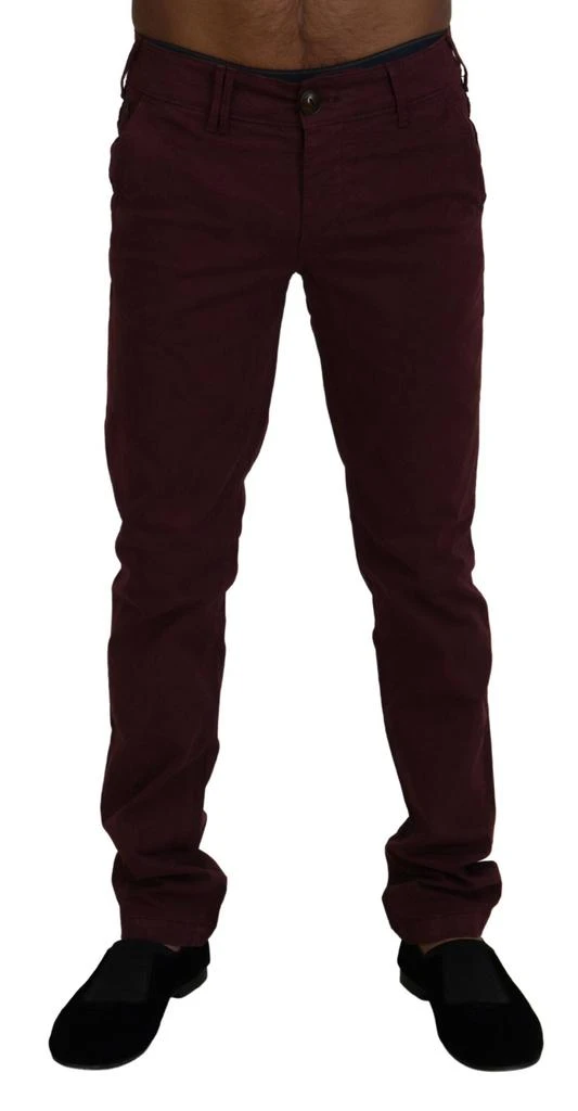 CYCLE CYCLE Maroon Cotton Stretch Skinny Casual  Pants 1