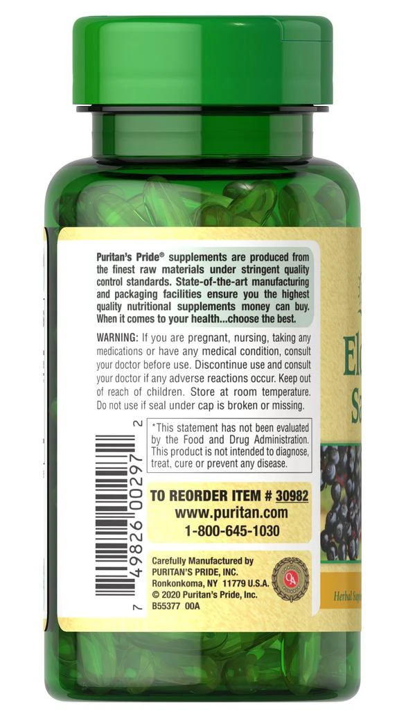Puritan's Pride Top Sellers: Elderberry Sambucus 1,250 mg 3