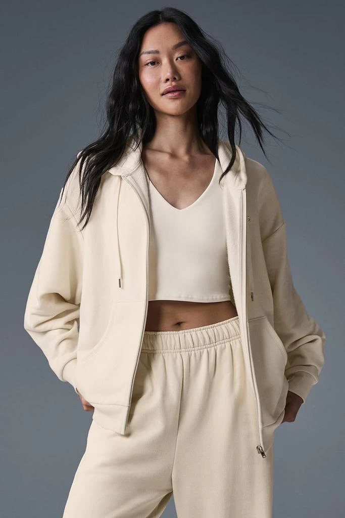 Alo Accolade Full Zip Hoodie - Oat Milk 1