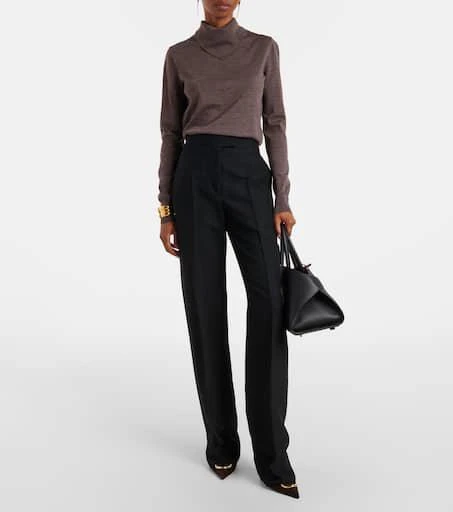 Salvatore Ferragamo High-rise faille straight pants 2