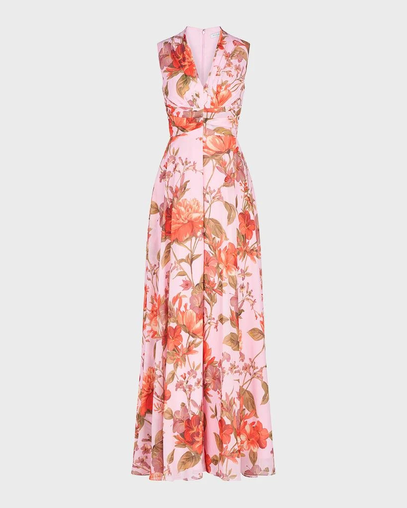 Kay Unger Nina Pleated Floral-Print Walk-Thru Jumpsuit 2