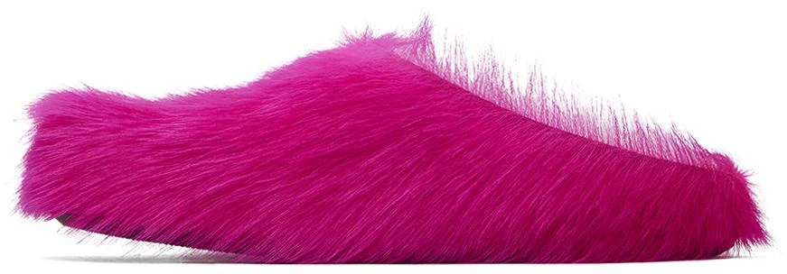 Marni Pink Long-Hair Calfskin Fussbett Sabot Loafers 3