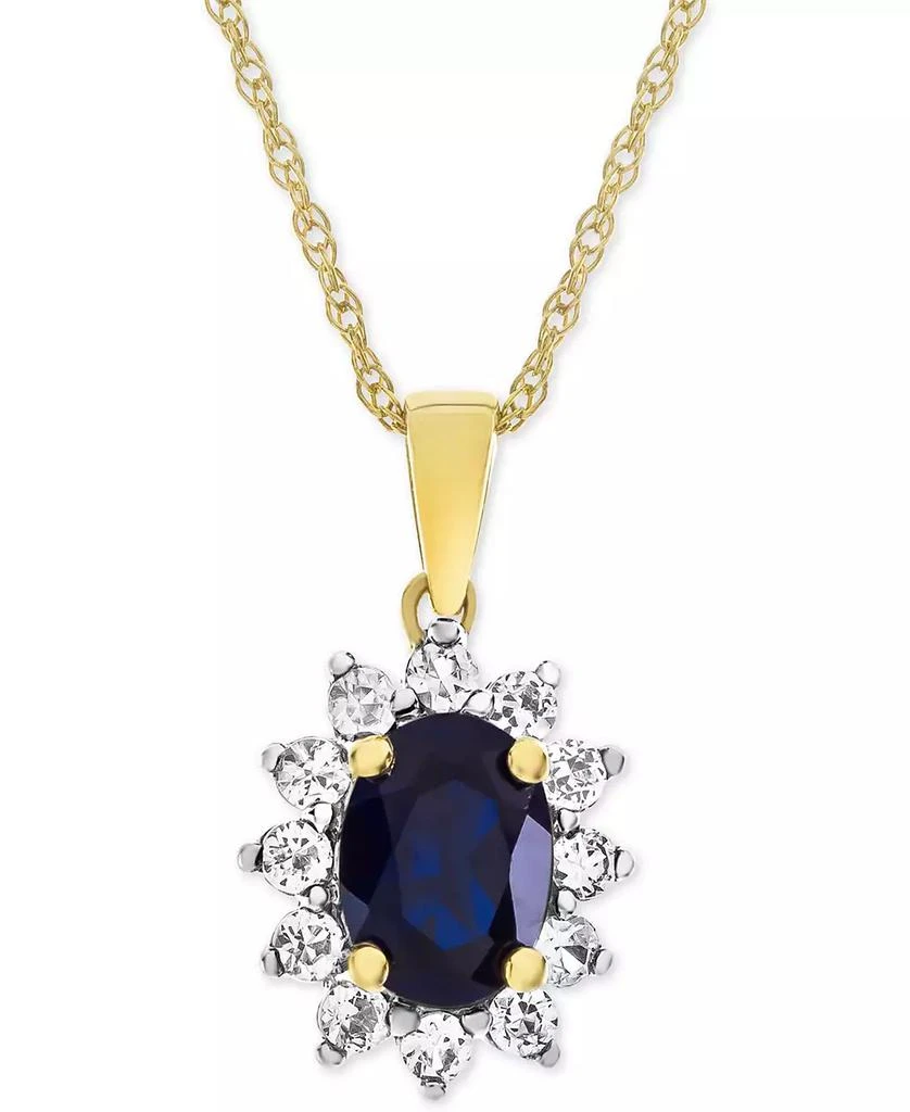 Macy
s Lab-Grown Blue Sapphire (1-1/3 ct. t.w.) 
White Sapphire (1/2 ct. t.w.) Pendant Necklace in 14k Gold-Plated Sterling Silver