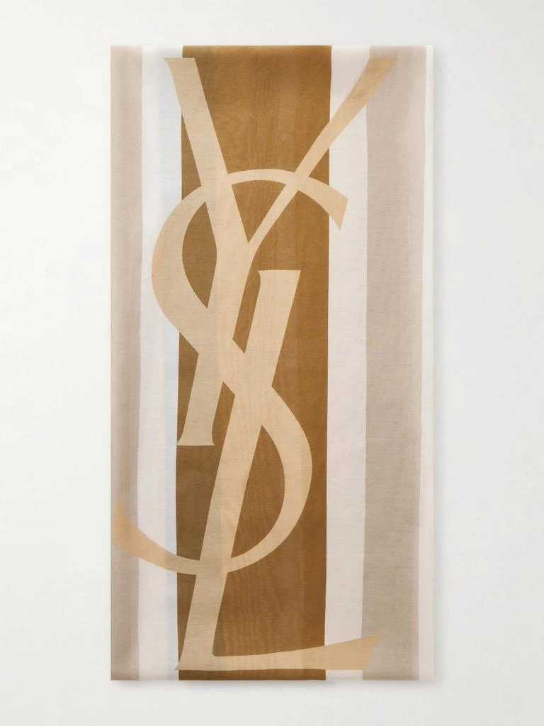 Yves Saint Laurent Cassandre Striped Cotton And Silk-blend Scarf