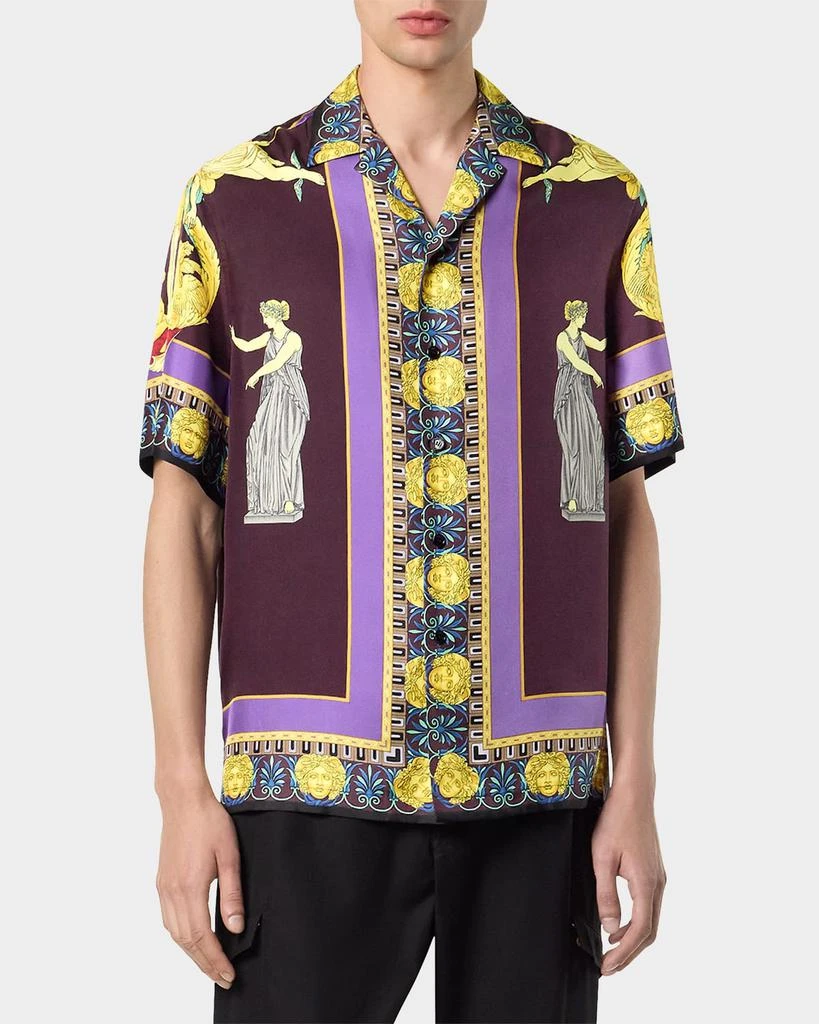 Versace Men
s Hall of Statues Silk Short-Sleeve Shirt 3