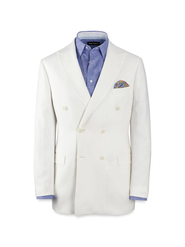 Paul Fredrick Linen Blend Double Breasted Peak Lapel Suit Jacket