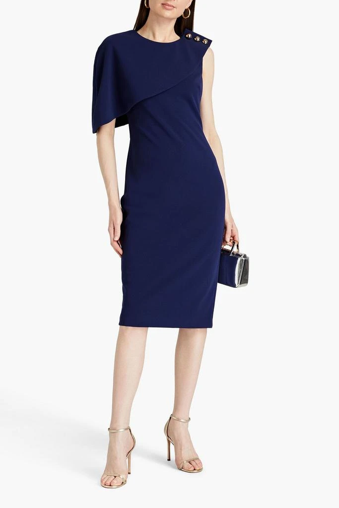 BADGLEY MISCHKA Button-embellished crepe midi dress 2