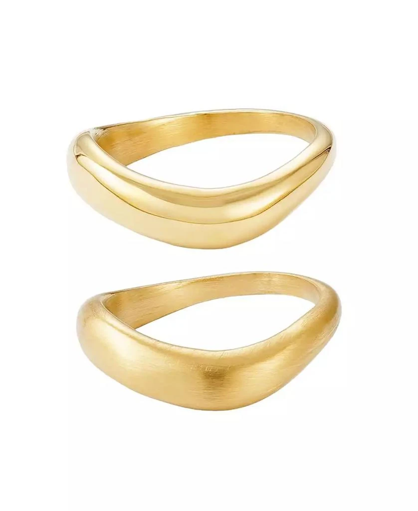 ADORNIA Tarnish Resistant Gold Nesting Curved Band Ring Set
