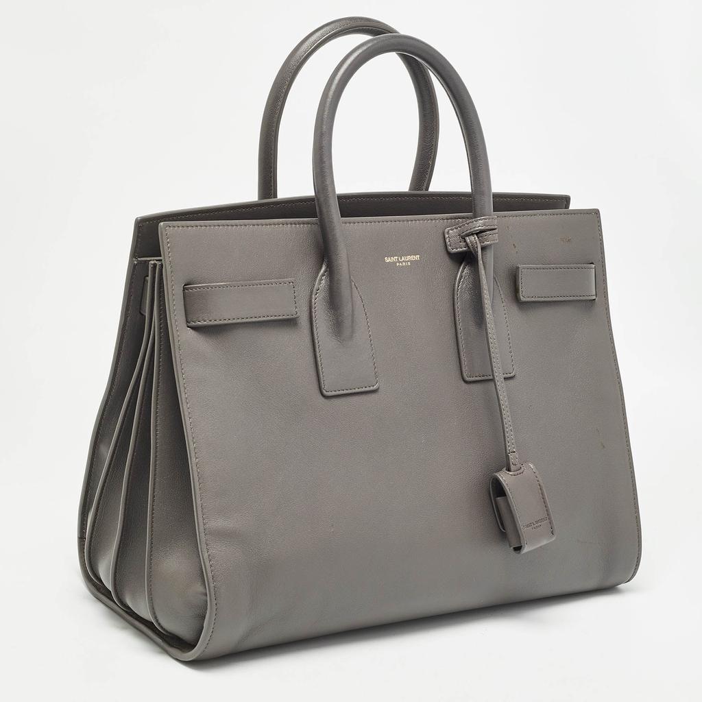 Saint Laurent Saint Laurent Grey Leather Small Classic Sac De Jour Tote