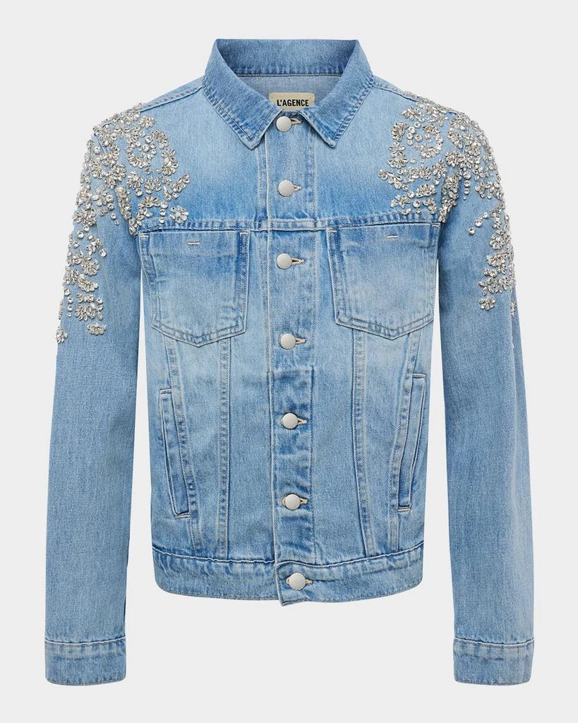 L'Agence Mack Oversized Embellished Denim Jacket 1