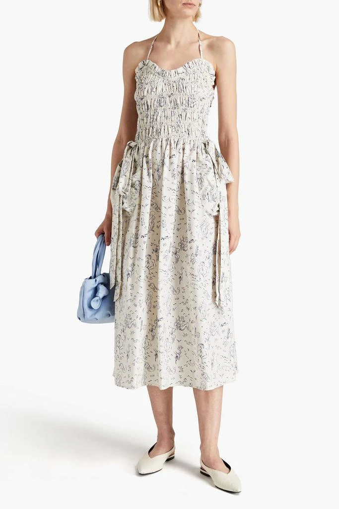 shrimps Liberty shirred printed cotton-poplin halterneck midi dress 2