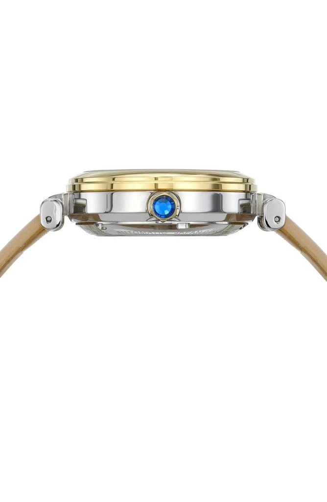 Porsamo Bleu Laura White Topaz Automatic Leather Strap Watch, 36mm 5