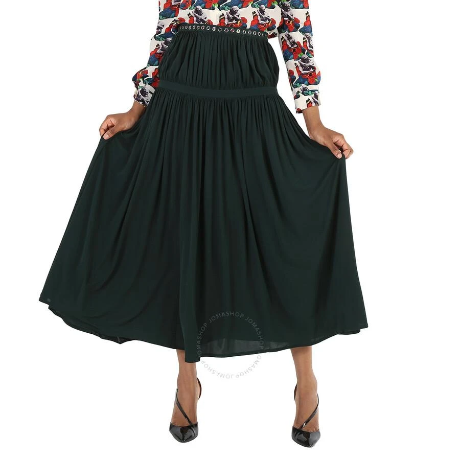 Chloé Ladies Eclipse Green Bohemian Jupon Fluid Pleated Midi Skirt 1