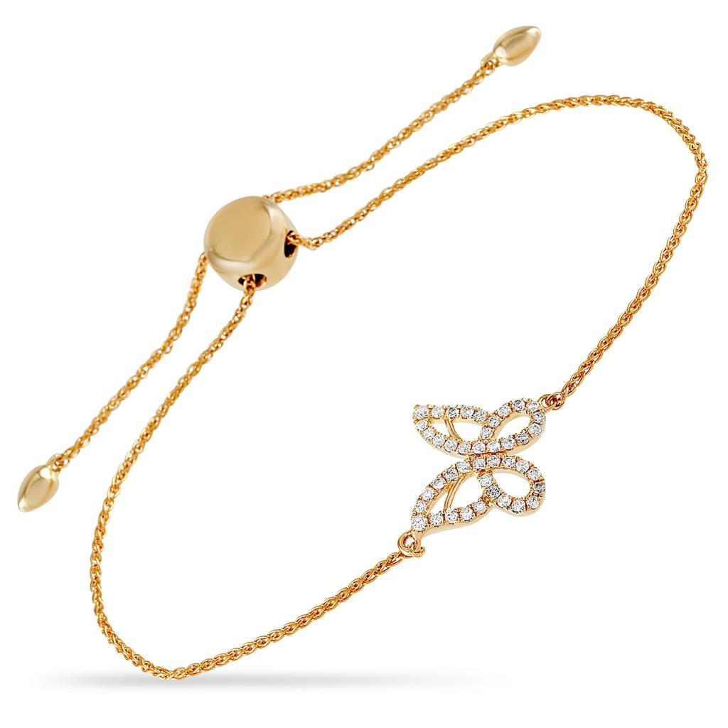 Non Branded 14K Yellow Gold 0.30 ct Diamond Butterfly Bracelet