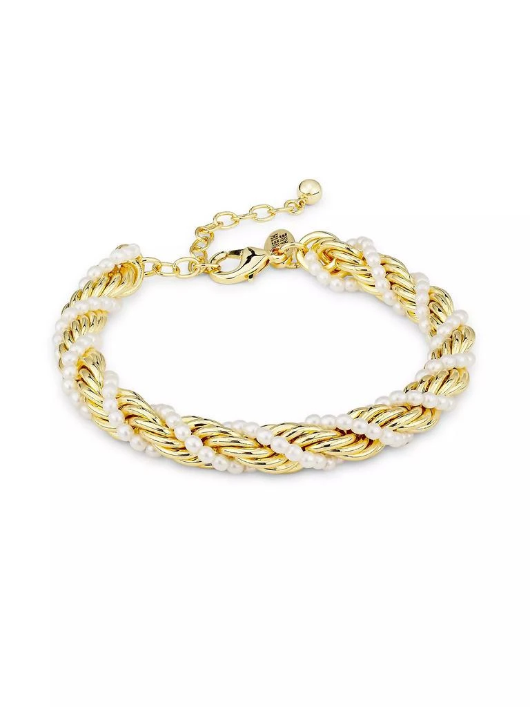 Kenneth Jay Lane 12K-Gold-Plated & Imitation Pearl Twisted Chain Bracelet 1
