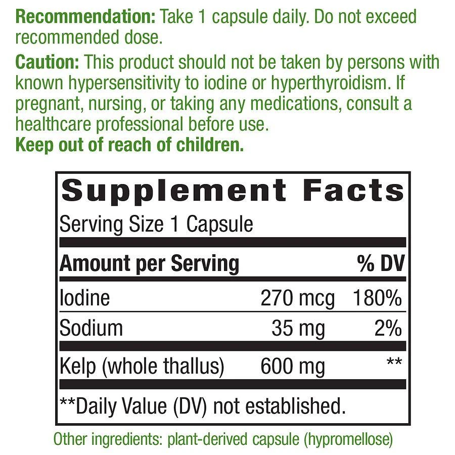 Nature's Way Kelp Vegetarian Capsules 3