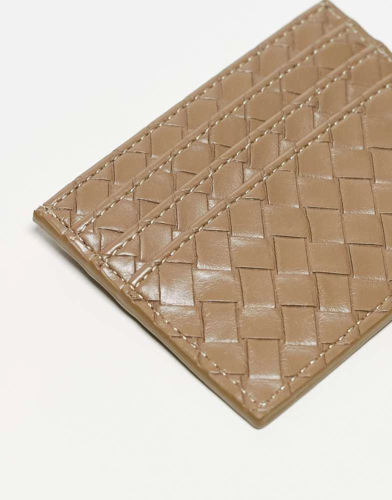 GINA TRICOT Gina Tricot braided weave card holder in light khaki green 2