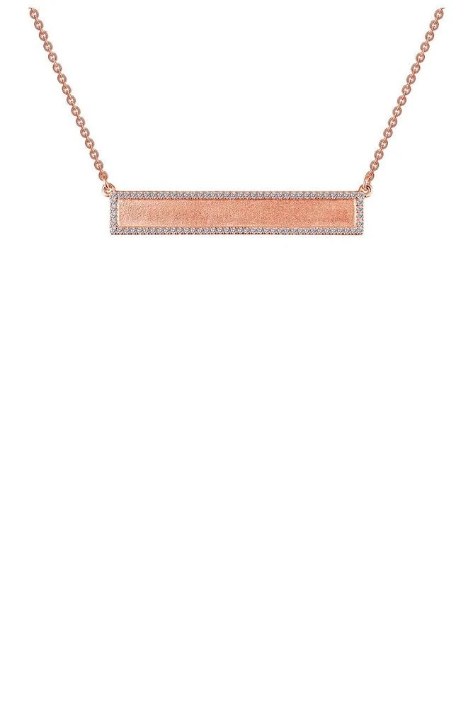 Lafonn Rose Gold Plated Sterling Silver Pavé Simulated Diamond Halo Bar Pendant Necklace 1