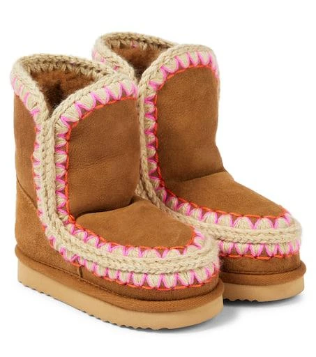 Mou Kids Shearling-lined suede ankle boots